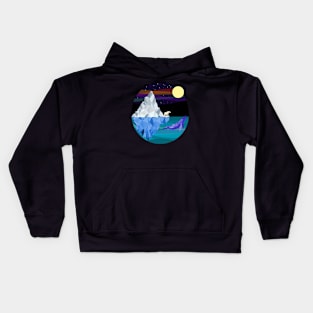 Polar bear, whale and iceberg Kids Hoodie